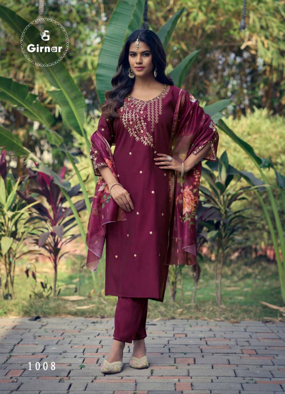  DHVANI VOL-1 By Girnar 1001 To 1008 Series Beautiful Festive Suits Colourful Stylish ROMAN SILK readymade dresses At Wholesale Price